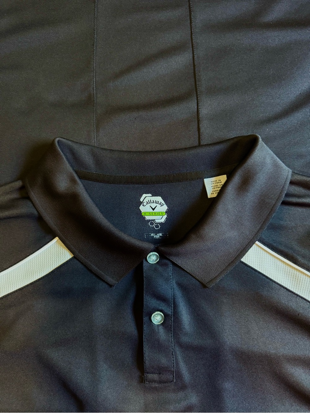 Callaway Black Golf Polo with Gray & White Shoulder Stripes - 4XLT